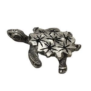 Blackened Silver Turtle 2” Brooch Pin